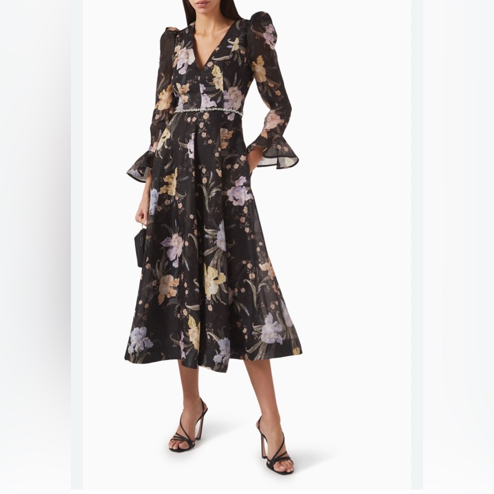 Zimmermann Black Floral Long Sleeve Dress